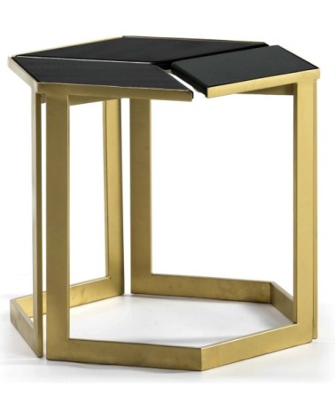 Table dappoint plateau noir srtucture dorée l58cm