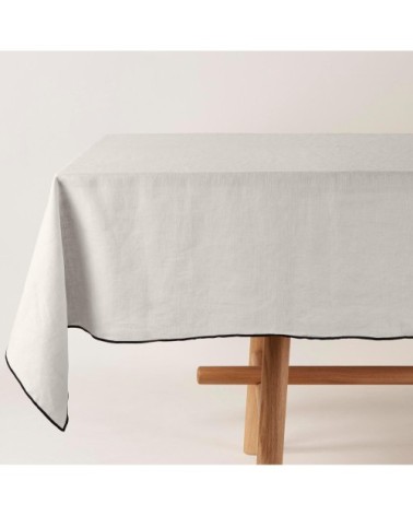 Nappe carrée 170x170 cm Calcaire et bourdon noir en Lin