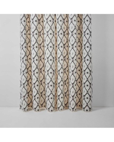 Rideau à oeillets noirs 140x280 cm Écru et noir