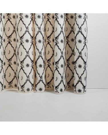 Rideau à oeillets noirs 140x280 cm Écru et noir