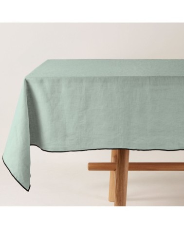 Nappe rectangulaire 170x320 cm Tilleul et bourdon noir en Lin