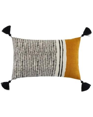 Housse de coussin 28x47 cm Naturel ocre et noir