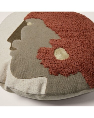 Housse de coussin Ø45 cm Naturel et terracotta