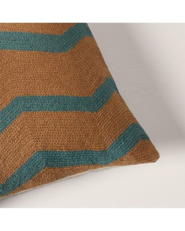 Housse de coussin 28x47 cm terracotta et céladon