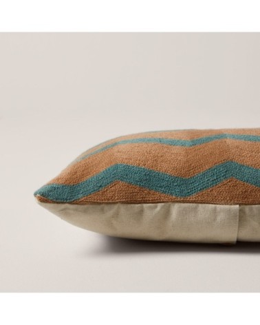 Housse de coussin 28x47 cm terracotta et céladon