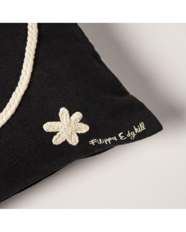 Housse de coussin 40x40 cm Noir et ivoire