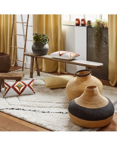 Housse de coussin 28x47 cm Ivoire et terracotta