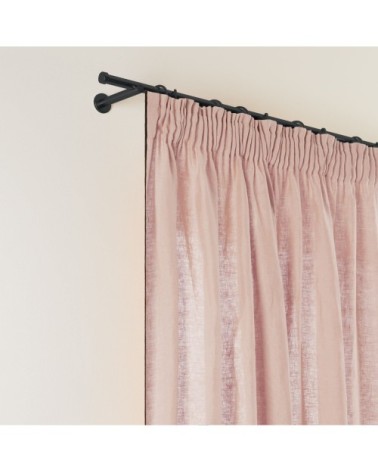 Rideau à galon fronceur 144x280 cm Rose poudré et bourdon noir en Lin