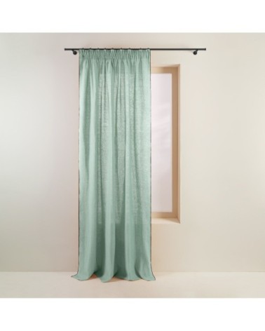 Rideau à galon fronceur 135x350 cm Tilleul et bourdon noir en Lin