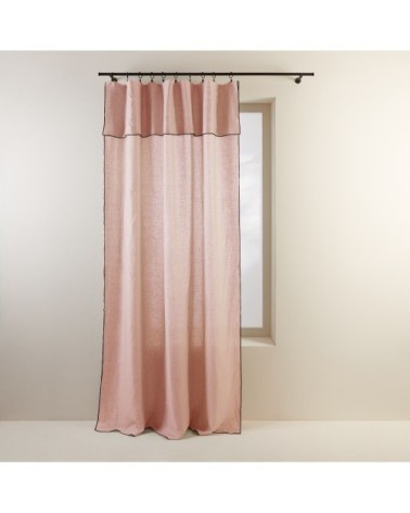 Rideau panneau 350x280 cm Rose poudré et bourdon noir  en Lin