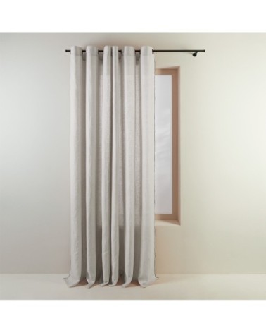 Rideau à oeillets noirs 144x280 cm Calcaire et bourdon noir en Lin