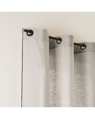 Rideau à oeillets noirs 144x280 cm Calcaire et bourdon noir en Lin