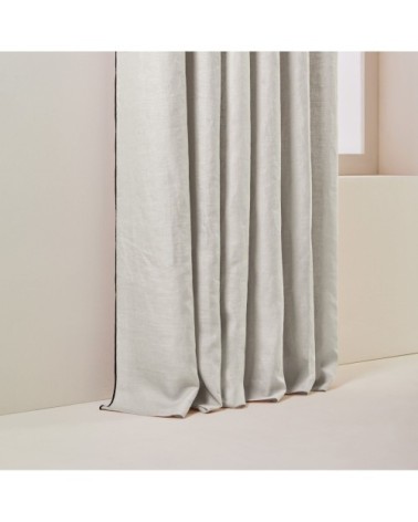 Rideau à oeillets noirs 144x280 cm Calcaire et bourdon noir en Lin