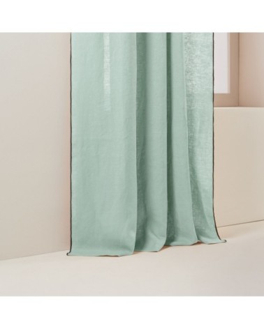 Rideau à galon fronceur 200x280 cm Tilleul et bourdon noir en Lin