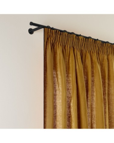 Rideau à galon fronceur 144x280 cm Bronze et bourdon noir en Lin