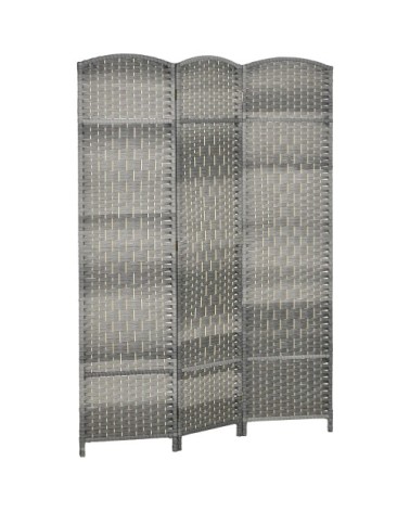 Paravent intérieur pliable 3 panneaux polypropylène et bois gris