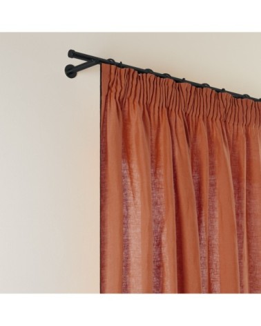 Rideau à galon fronceur 144x280 cm Terracotta et bourdon noir en Lin