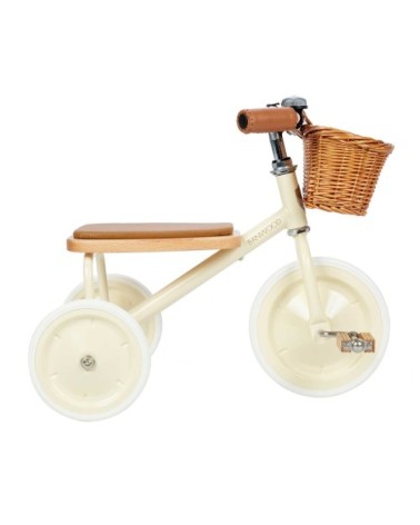 Tricycle vintage en métal crème