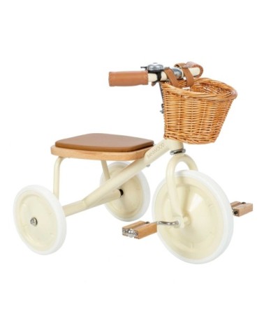 Tricycle vintage en métal crème