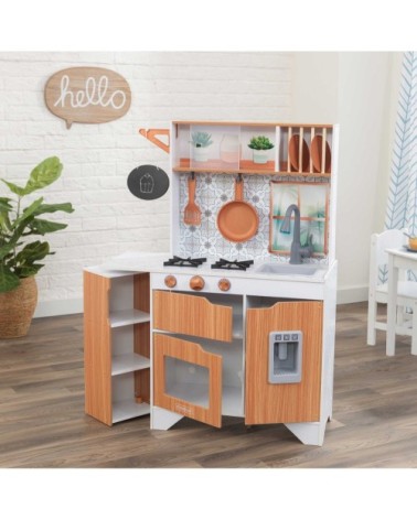 Cuisine enfant en bois marron son et lumière