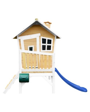 Maisonnette en bois écologique avec toboggan bleu