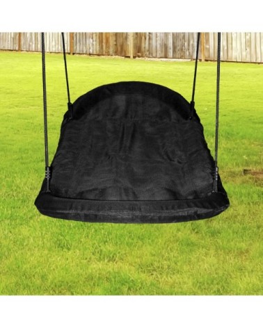 Aire de jeu avec 1 balançoire nid ovale et toboggan bleu