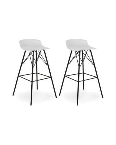 Lot de 2 tabourets de bar blanc