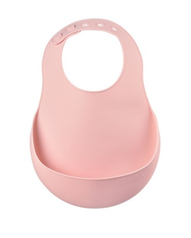 Bavoir silicone récupérateur réglable rose