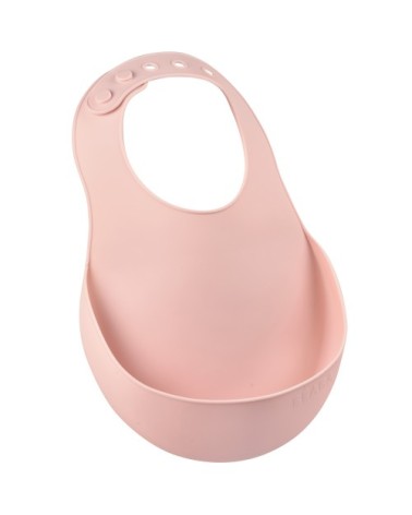 Bavoir silicone récupérateur réglable rose