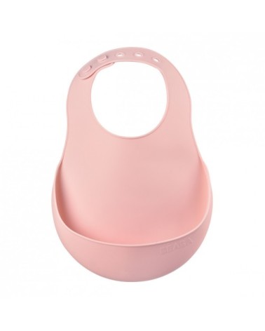 Bavoir silicone récupérateur réglable rose