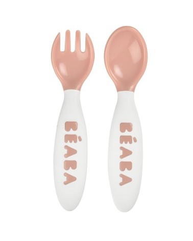 Set de 2 couverts ergonomiques 2ème âge rose