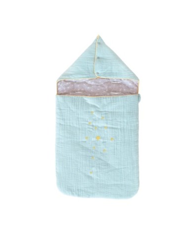 Nid d'ange bébé Demi Lune en coton Anis/Gris 80 cm