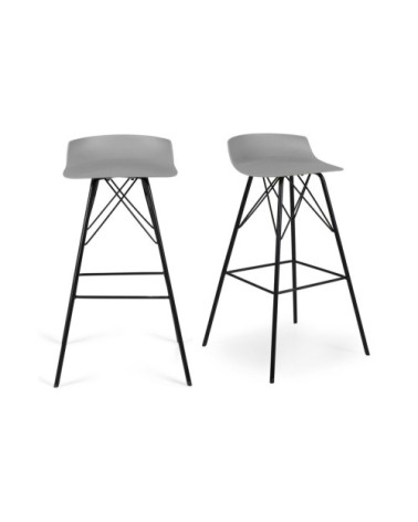 Lot de 2 tabourets de bar gris