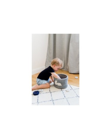 Petit panier de rangement en coton gris