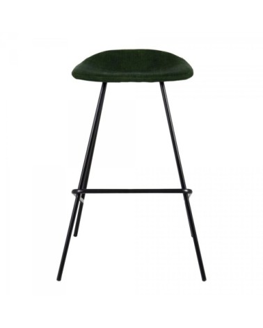 Lot de 2 tabourets de bar velours côtelé vert