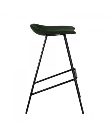 Lot de 2 tabourets de bar velours côtelé vert