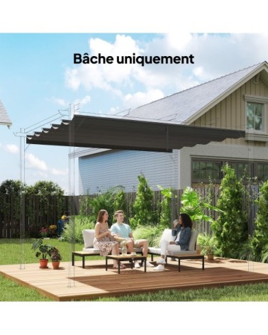 Pergola tonnelle rétractable 4x3 polyester gris foncé