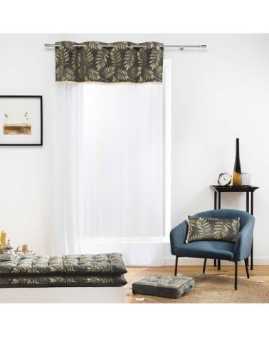 Coussin franges aspect velours or anthracite 30x50cm