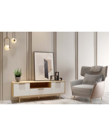 Meuble de TV scandinave en bois blanc