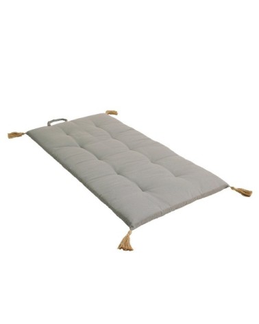 Futon coloré avec 4 pompons en jute coton gris foncé 120 x 60