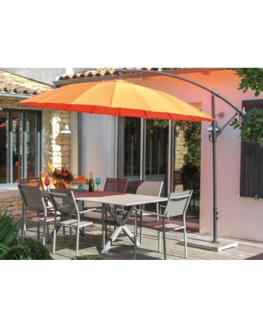 Parasol déporté en aluminium et fibre de verre 3m pagode paprika