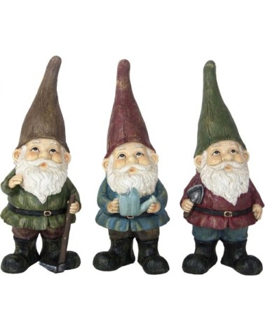 Nain de jardin assortis en résine (lot de 3) 28 cm