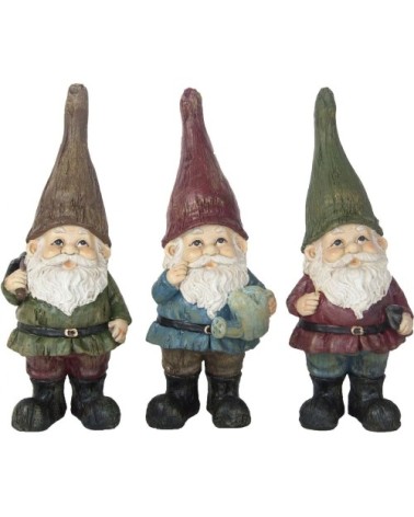 Lot nains de jardin assortis en résine 25 cm