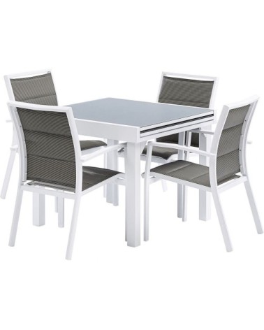 Salon de jardin moderne 4 personnes modulo blanc