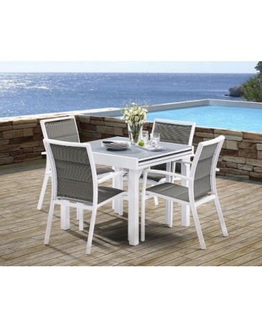 Salon de jardin moderne 4 personnes modulo blanc