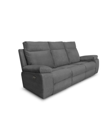 Canapé de relaxation électrique 3 places en tissu - gris
