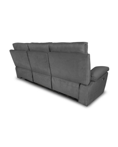 Canapé de relaxation électrique 3 places en tissu - gris
