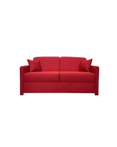 Canapé convertible 3 places  en tissu rouge rubis