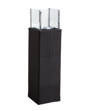Photophore d'extérieur noir en résine et verre hauteur 115 cm