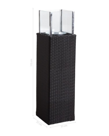Photophore d'extérieur noir en résine et verre hauteur 115 cm